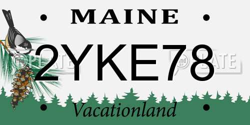 2YKE78 Maine License Plate