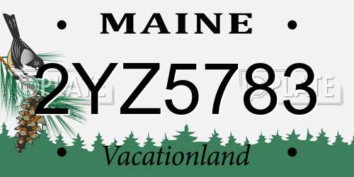 2YZ5783 Maine License Plate