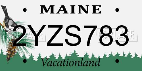 2YZS783 Maine License Plate