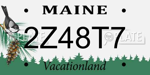 2Z48T7 Maine License Plate