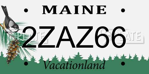2ZAZ66 Maine License Plate