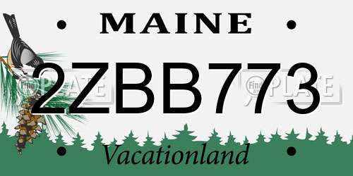2ZBB773 Maine License Plate