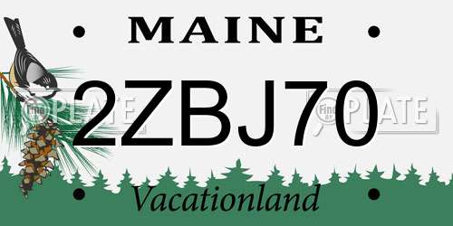 2ZBJ70 Maine License Plate