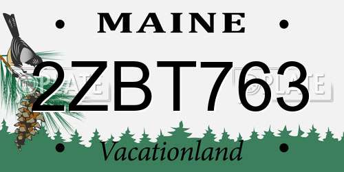 2ZBT763 Maine License Plate