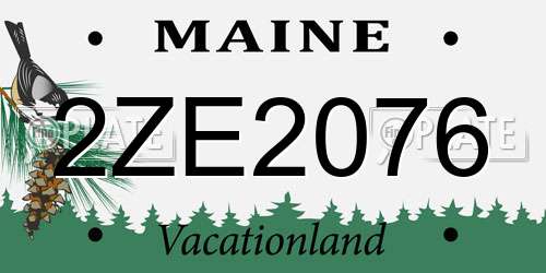 2ZE2076 Maine License Plate