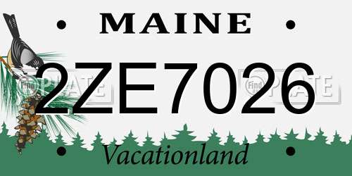 2ZE7026 Maine License Plate