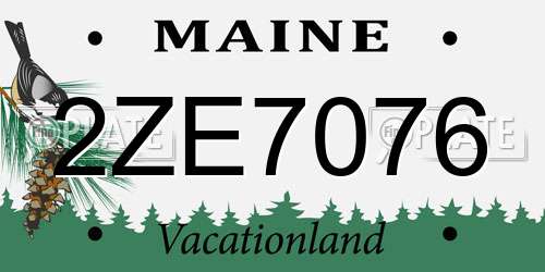 2ZE7076 Maine License Plate
