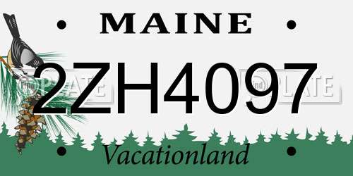 2ZH4097 Maine License Plate