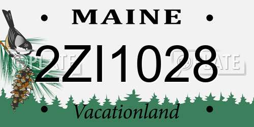 2ZI1028 Maine License Plate
