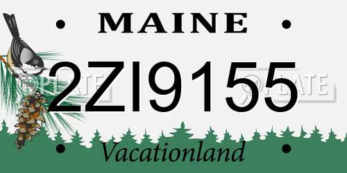 2ZI9155 Maine License Plate