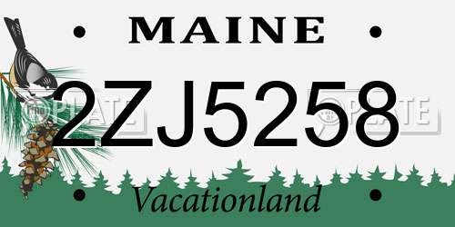 2ZJ5258 Maine License Plate