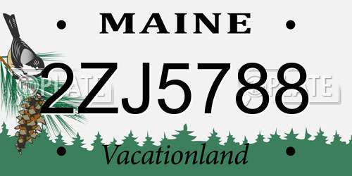 2ZJ5788 Maine License Plate