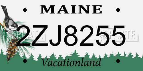 2ZJ8255 Maine License Plate