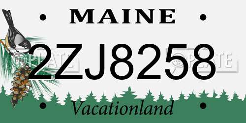 2ZJ8258 Maine License Plate