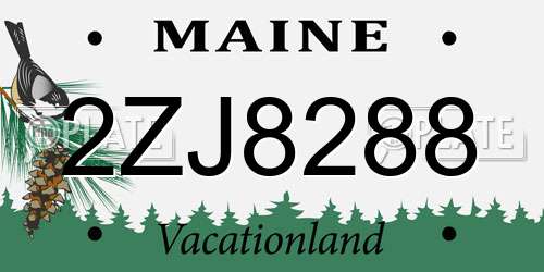 2ZJ8288 Maine License Plate