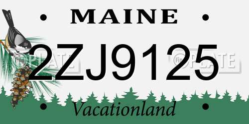2ZJ9125 Maine License Plate