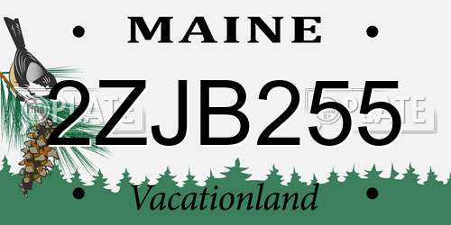 2ZJB255 Maine License Plate
