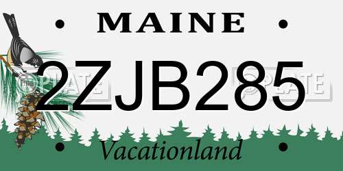 2ZJB285 Maine License Plate