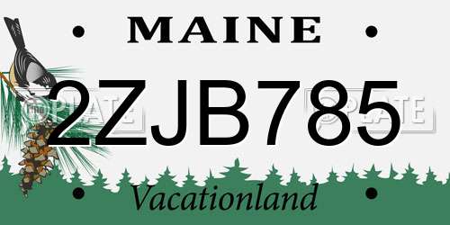 2ZJB785 Maine License Plate