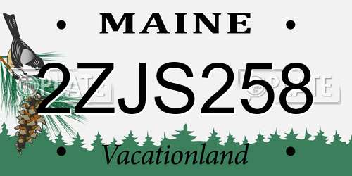 2ZJS258 Maine License Plate