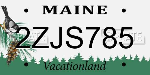 2ZJS785 Maine License Plate