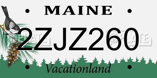 2ZJZ260 Maine License Plate