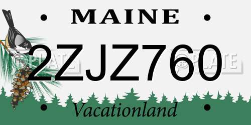 2ZJZ760 Maine License Plate