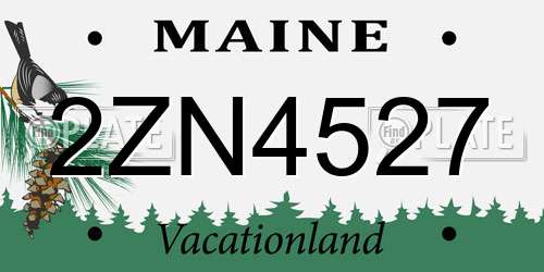 2ZN4527 Maine License Plate