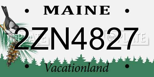 2ZN4827 Maine License Plate