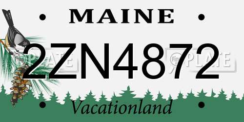2ZN4872 Maine License Plate