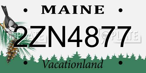 2ZN4877 Maine License Plate
