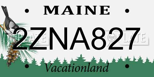 2ZNA827 Maine License Plate