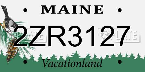 2ZR3127 Maine License Plate