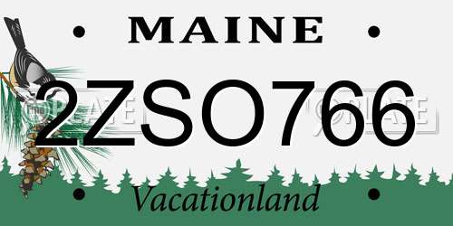 2ZSO766 Maine License Plate