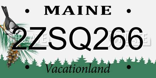 2ZSQ266 Maine License Plate