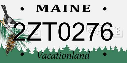 2ZT0276 Maine License Plate