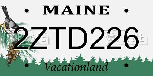 2ZTD226 Maine License Plate