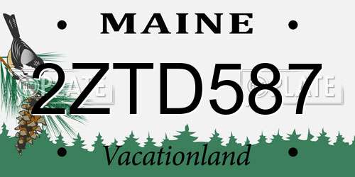2ZTD587 Maine License Plate