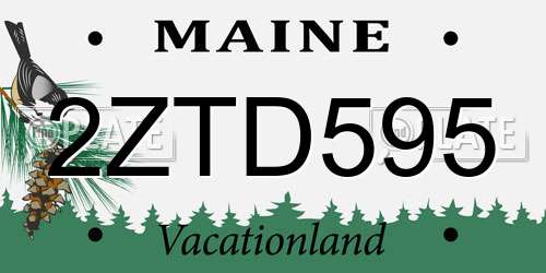 2ZTD595 Maine License Plate