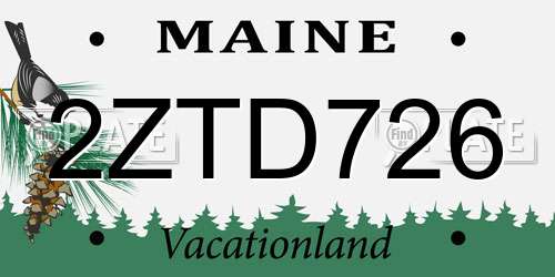 2ZTD726 Maine License Plate