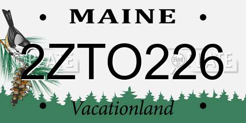 2ZTO226 Maine License Plate