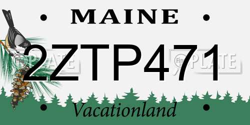 2ZTP471 Maine License Plate