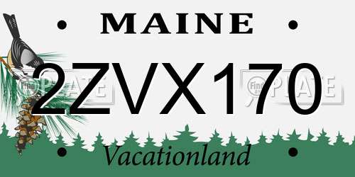 2ZVX170 Maine License Plate