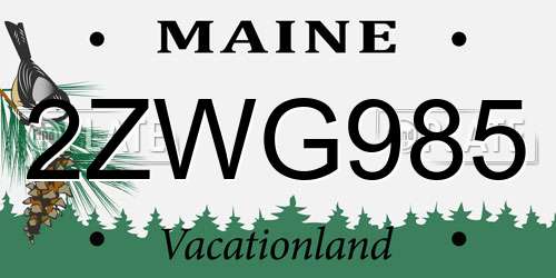 2ZWG985 Maine License Plate