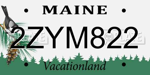 2ZYM822 Maine License Plate