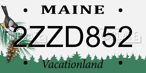 2ZZD852 Maine License Plate