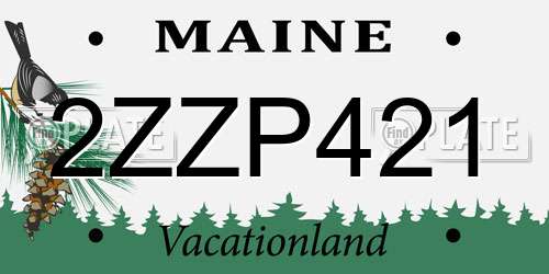 2ZZP421 Maine License Plate