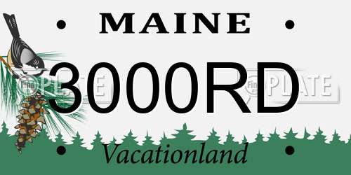 3000RD Maine License Plate