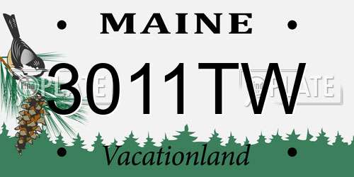 3011TW Maine License Plate