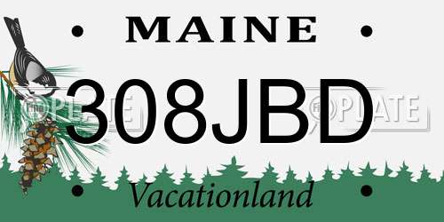 308JBD Maine License Plate